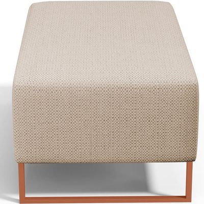 Puff Decorativo Sala De Estar Cléo 90cm Base De Ferro Cobre W01 Linho Bege Escuro- Lyam Decor