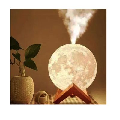Abajur Umidificador Difusor Ar Lua Cheia 3D Luminária RBG