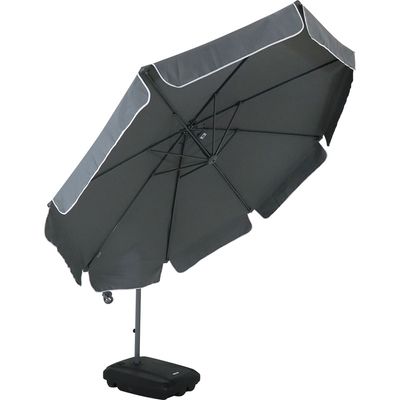 Ombrellone Suspenso Giratório 360° Búzios 3 metros Cinza + Base em ABS 50 Litros Preta Bel 3,00m