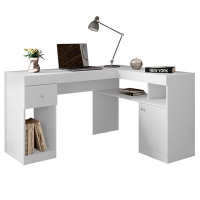 Mesa De Computador Com Gaveta Nilo Branco Fosco Caemmun