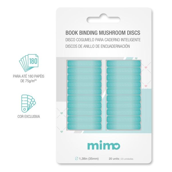 Disco Cogumelo para Caderno Inteligente Azul Água Mimo - 35 mm - 20 Unids