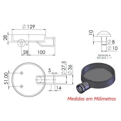 Queimador Simples Completo Fogão Industrial Ferro N01 13cm
