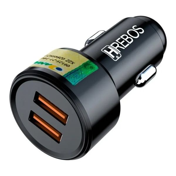 Carregador Veicular Para Celular Hrebos Turbo Power 3.4A Dual USB Carga Rápida