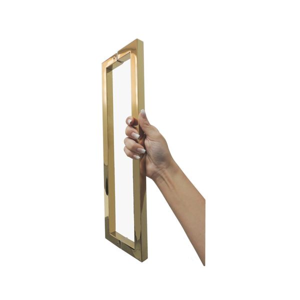 PUXADOR DUPLO INOX DOURADO PARA PORTA DE ABRIR, CORRER E PIVOTANTE ITALY LINE DF992 60CM (600MM)
