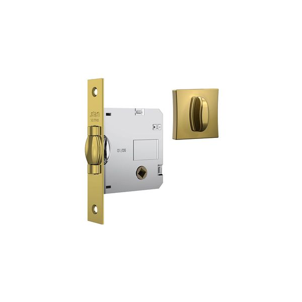 FECHADURA ROLETE BANHEIRO WC PIVOTANTE STAM 1025 QUADRADA DOURADA GOLD 45 MM
