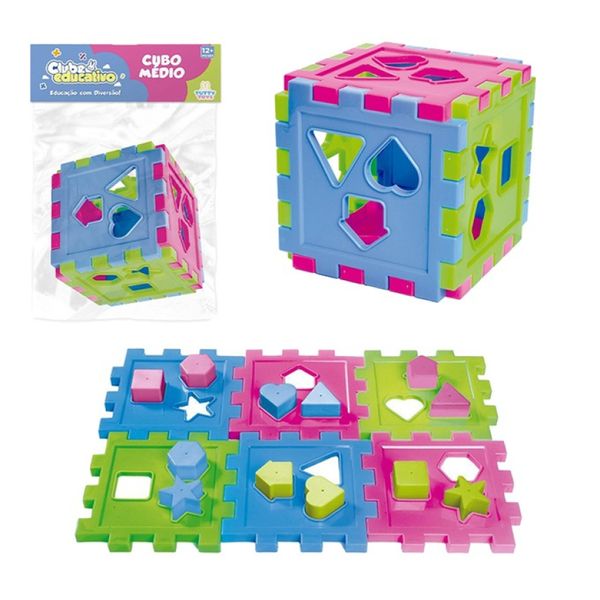 Cubo Didático Infantil Colorido com 7 peças Tutty Toys