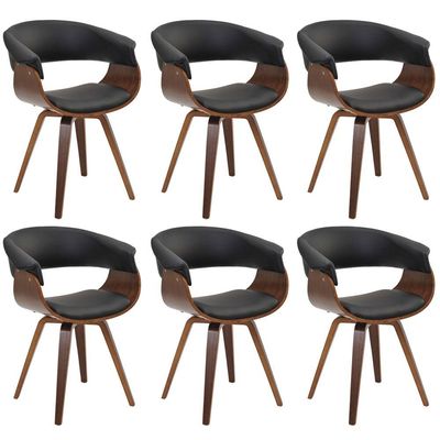 Kit 06 Cadeiras Decorativas para Escritório Recepção Ohana Fixa PU Sintético Preto - Gran Belo