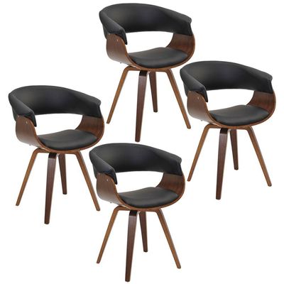 Kit 04 Cadeiras Decorativas para Escritório Recepção Ohana Fixa PU Sintético Preto - Gran Belo