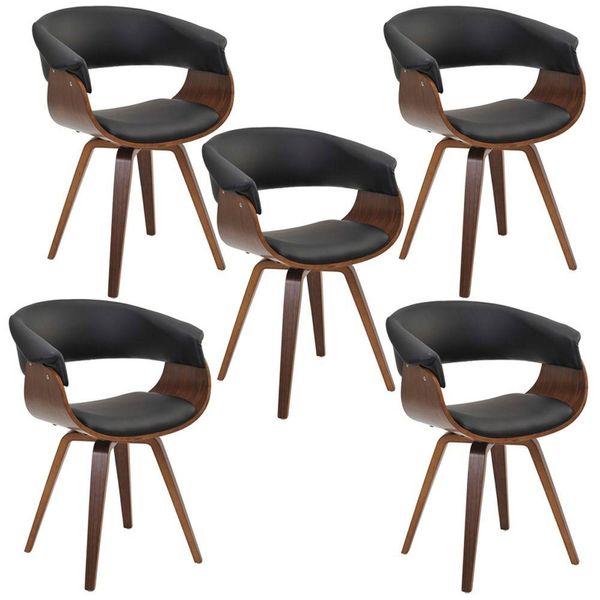 Kit 05 Cadeiras Decorativas para Escritório Recepção Ohana Fixa PU Sintético Preto - Gran Belo