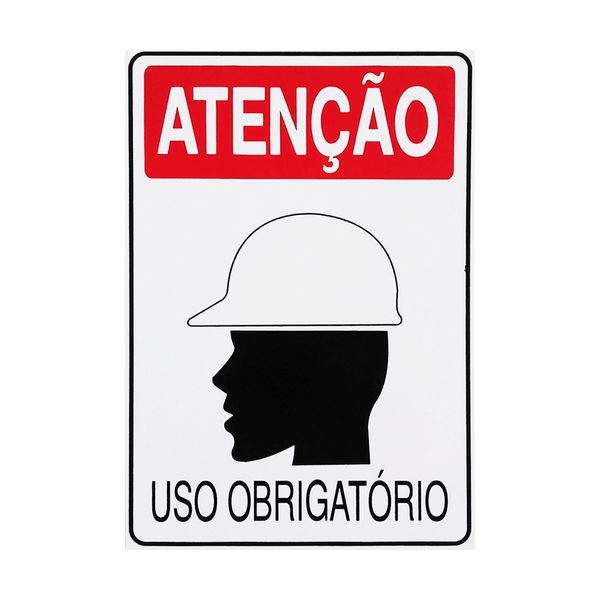 Placa De Sinalização Atenção Capacete Uso Obrigatório 20x30 Acesso - S-205 F9e