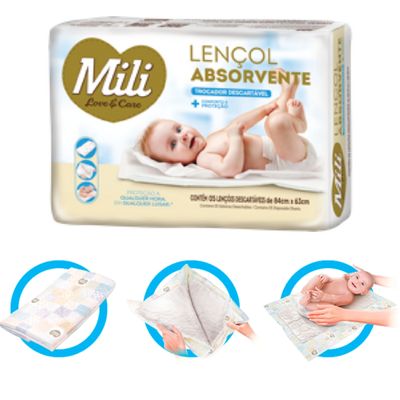 Trocador Descartável Mili Love & Care 1 Pacote c/ 5 unidades
