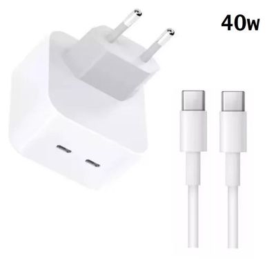 Carregador Turbo Duplo Type-C Para Galaxy S10 S20 S21 S22 Plus 40w