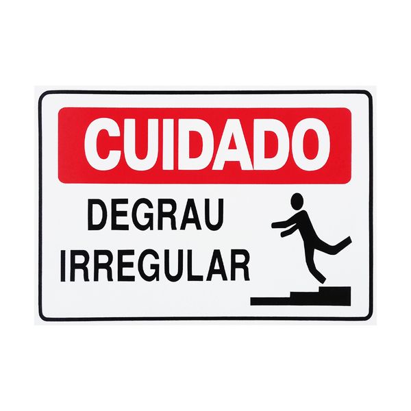 Placa De Sinalização Cuidado Degrau Irregular 30x20 Acesso - S-216/1 F9e Placa De Sinalização Cuidado Degrau Irregular 30x20 Acesso - S-216/1 F9e