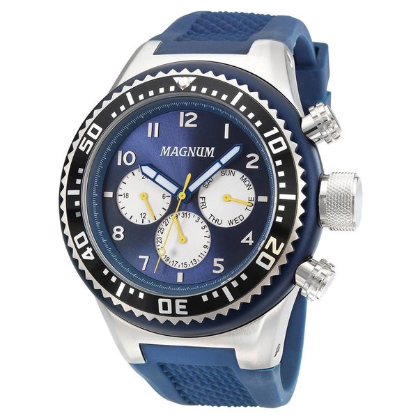 Relógio Magnum Masculino Ref:Ma34012f Multifunção Prateado Oversized