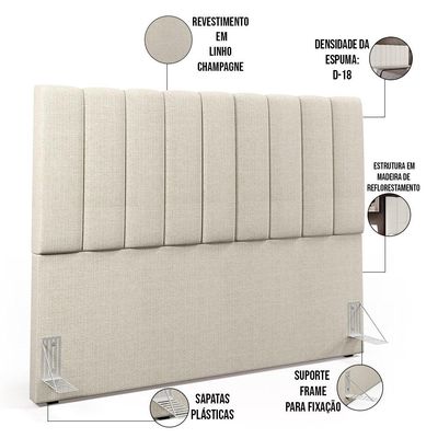 Cabeceira Cama Box Casal Queen 160 cm Dália W01 Linho Champagne - Lyam Decor