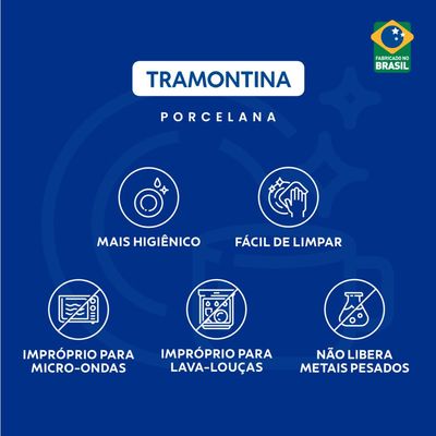 Prato Fundo Tramontina Anna em Porcelana com Filete de Ouro 22 cm