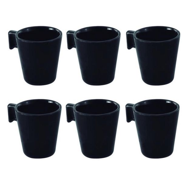 Jogo de Xicaras de Café Cerâmicas Black 6 Peças - Mimo