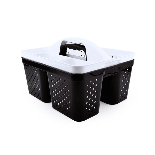 Kit 2 Cesto Organizador Transporta Tudo C/ Alça Plástico Nitron P/ Produtos de Limpeza e Ferramentas Branco