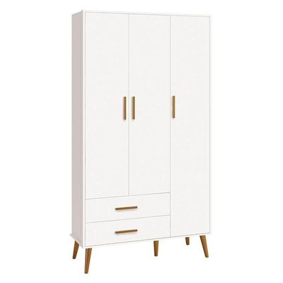 Jogo De Quarto Infantil Isis Guarda Roupa 3 Portas E Cômoda 4 Gavetas Branco - Reller Móveis Branco