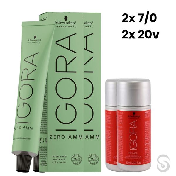 Igora Zero Amm 2x7/0 Louro Médio 60 ml + 2 Ox 20 VOL Igora Zero Amm 2x7/0 Louro Médio 60 ml + 2 Ox 20 VOL