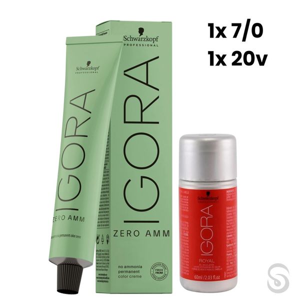 Igora Zero Amm 1x7/0 Louro Médio 60 ml + Ox 20 VOL Igora Zero Amm 1x7/0 Louro Médio 60 ml + Ox 20 VOL