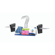 Cabide de Saia e Shorts Cromado Organização Roupa Armario - Kit com 3 unidades