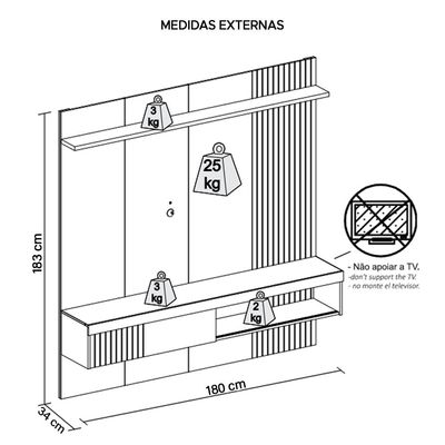 Painel Para TV Até 65 Polegadas Moon Marrom Caemmun