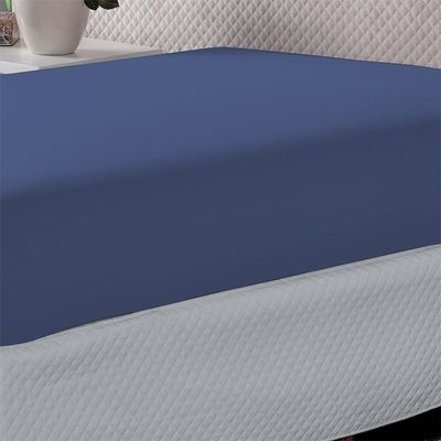 Lençol Casal Liso Portallar-Elastico-Malha 100% Algodão Linha Casa Azul Profundo