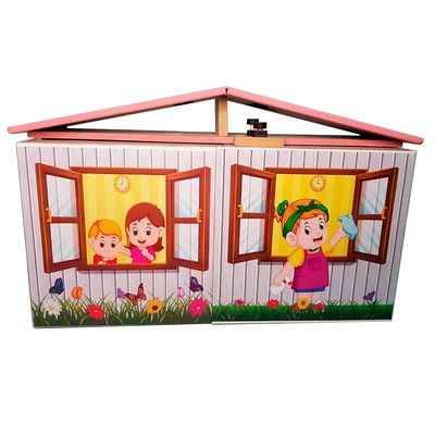 Casinha de Boneca com Móveis Estilo Maleta - Madeira - 5 Ambientes - Rosa