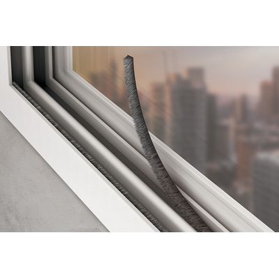 Veda Fresta Escova Cinza 5mm Stamaco Home Fita Vedação 6 Metros Protetor Janela Porta Autoadesivo 3M