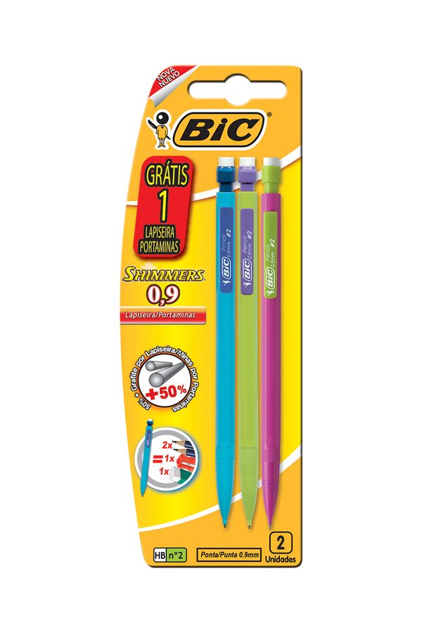Lapiseira Bic Shimmers 0.9mm HB Nº2 com 3 Unidades