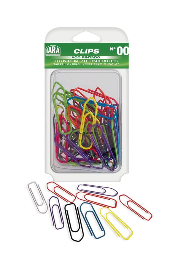 Clips Iara Aço Colorido 32mm com 70 Unidades