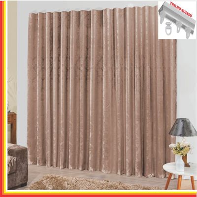 Cortina Tropical em Jacquard 3,00 x 2,70 Para Trilho Suisso - Bege