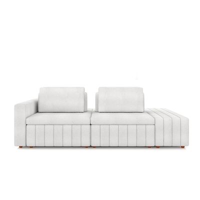 Sofá Ilha com Encosto e Almofadas Móveis Olimpo 285cm Modulado Bouclê Branco G45 - Gran Belo