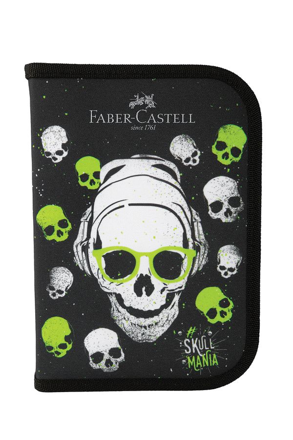 Estojo Colorir Faber-Castell Completo Caveira Verde com 18 Itens