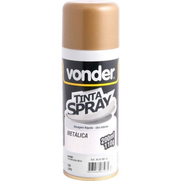 Tinta spray metálica ouro 200ml/110g - Vonder