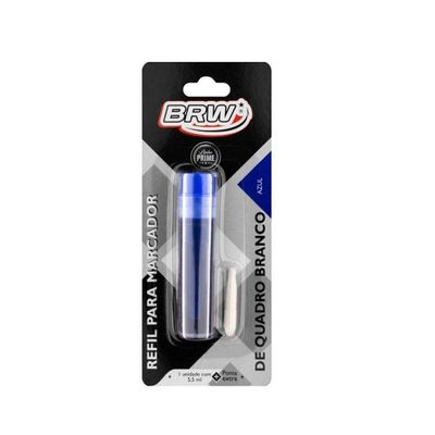 Kit Pincel Marcador Quadro Branco + Refil Com Ponta Extra Brw Azul