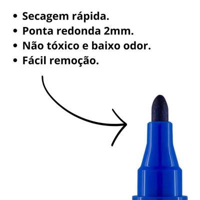 Kit 3 Pincel Marcador Quadro Branco Recarregável Com Refil + Apagador Magnético Brw