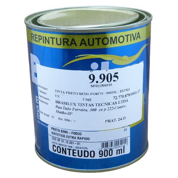 Tinta Preta Brasilux Semi-Fosco 900 ml Extra Rápido