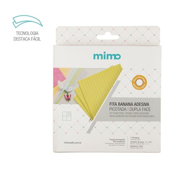 Fita Banana Adesiva Dupla Face Picotada - Mimo - 1cm x 1cm - 1156 Peças