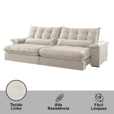 Sofá Classic Linho 02 Módulos 120 Cm B25 Meu Sofá Online A302 Linho Branco