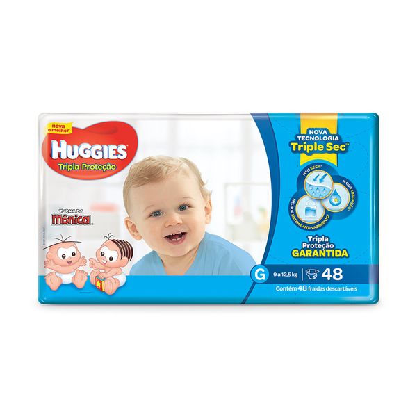 Fralda Descartável Huggies Tripla Proteção Tamanho G com 48 Unidades