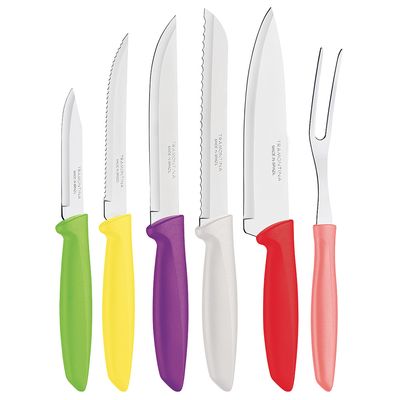 Conjunto de Facas Tramontina Plenus em Inox com Cabo Plástico Colorido 6 Peças
