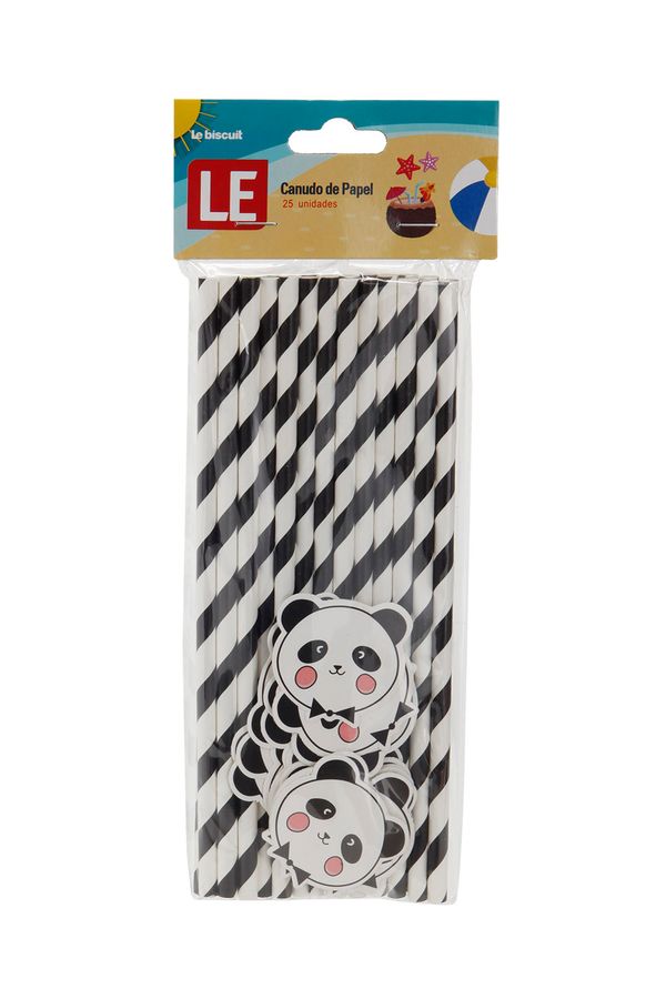 Canudo de Papel Le com 25 Unidades Panda