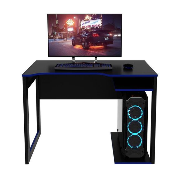 Mesa Para Escritório Home Office Gamer Me4161 Mdp Preto/Azul