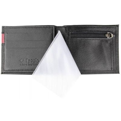 CARTEIRA MASCULINA COURO FASOLO ELÁSTICO K338 PRETA Cor:Preto;Tamanho:Único;Gênero:Homem