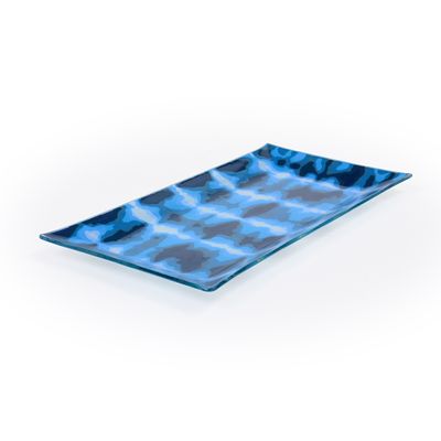Conjunto Petisqueira Retangular Decorglass Tie Dye 3 Peças