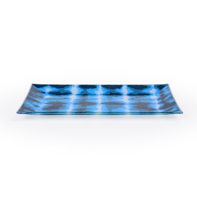Conjunto Petisqueira Retangular Decorglass Tie Dye 3 Peças
