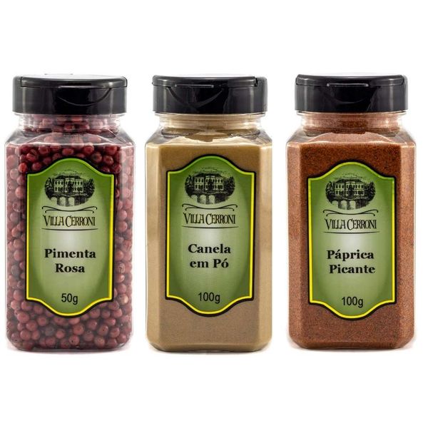 Pimenta Rosa, Canela em Pó, Páprica Picante - Villa Cerroni
