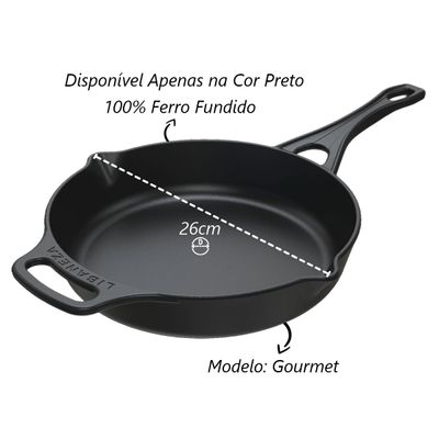 Frigideira Gourmet Cabo de Ferro Fundido Sem Tampa 26cm